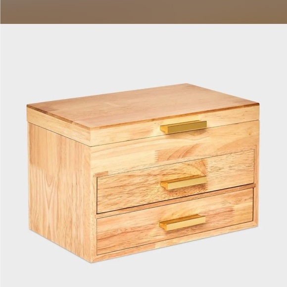 a new day Other - a new day Wooden Storage Jewelry Box with Gold Accents